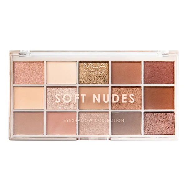 MUA 15 Shade Eyeshadow Palette–Soft Nudes