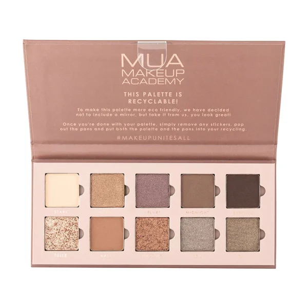 MUA 10 Shade Eyeshadow Palette–Velvet nudes
